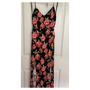Rose print maxi dress